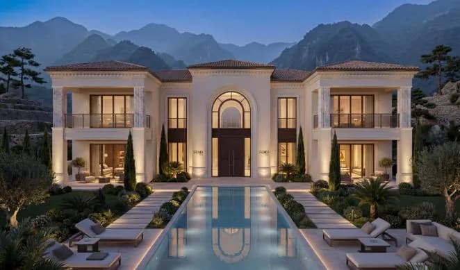 Mansions by Fendi Casa — pool terrace at dusk
